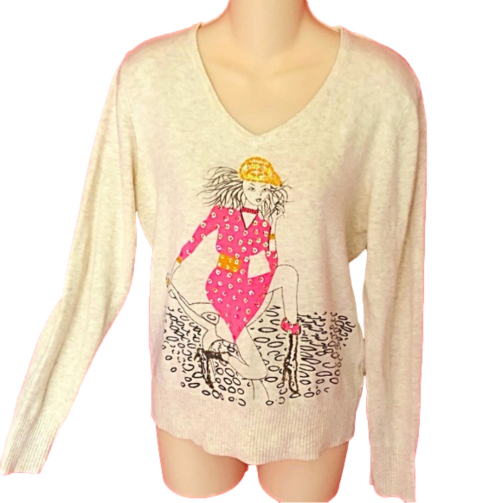 V-neck sequins Soft Sweater